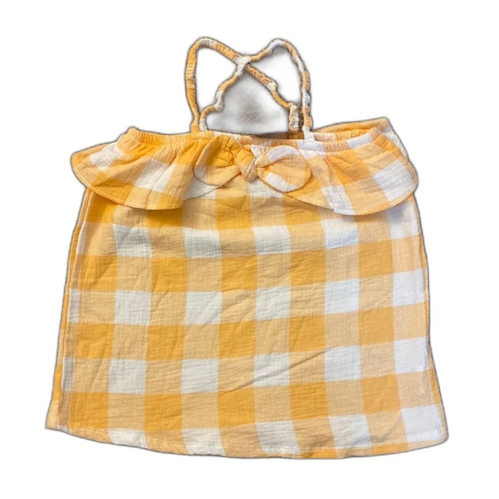 Mudpie Gingham Shirt Orange / White Girl Size 5T